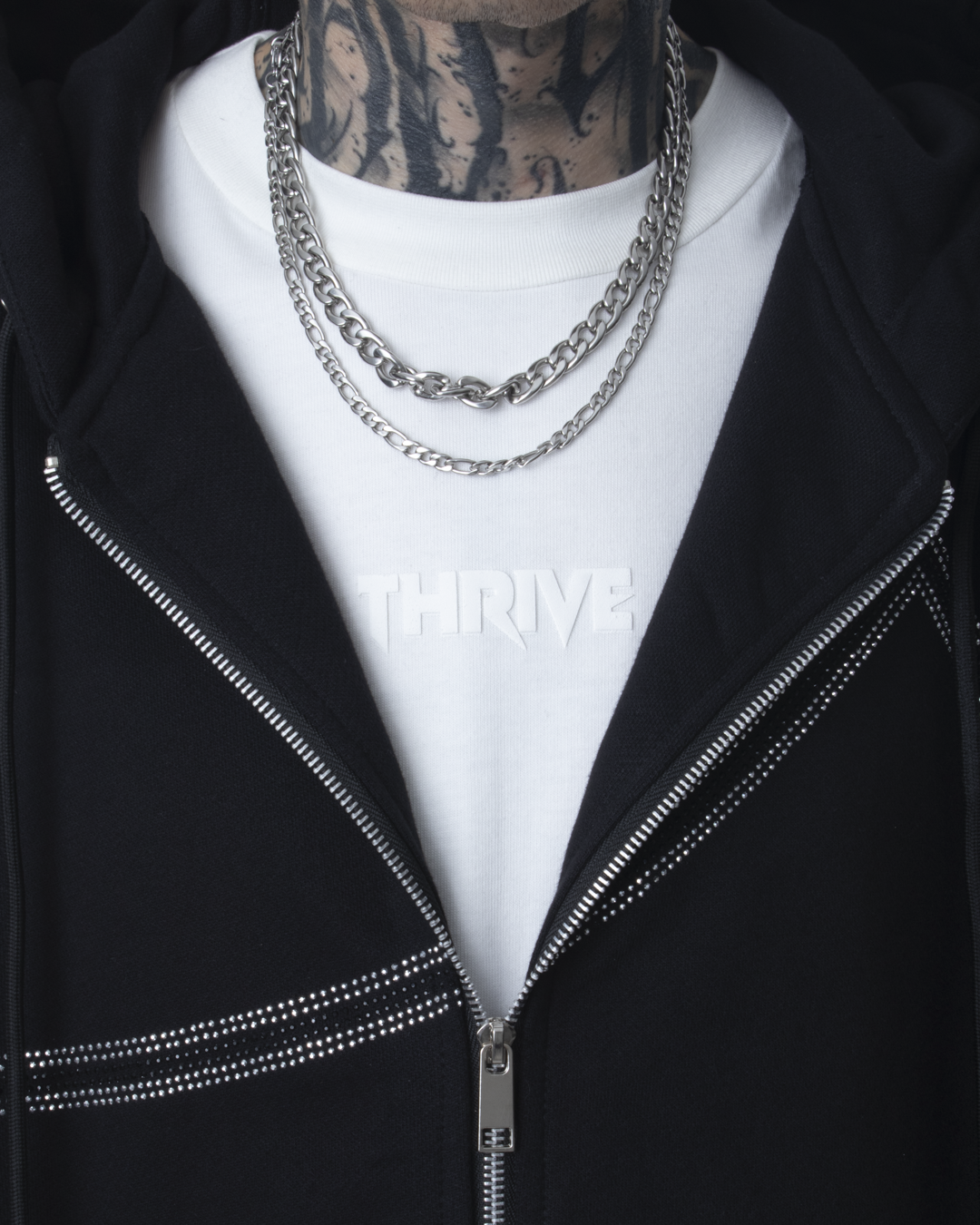 Rhinestone Zip Hoodie - Star Dust