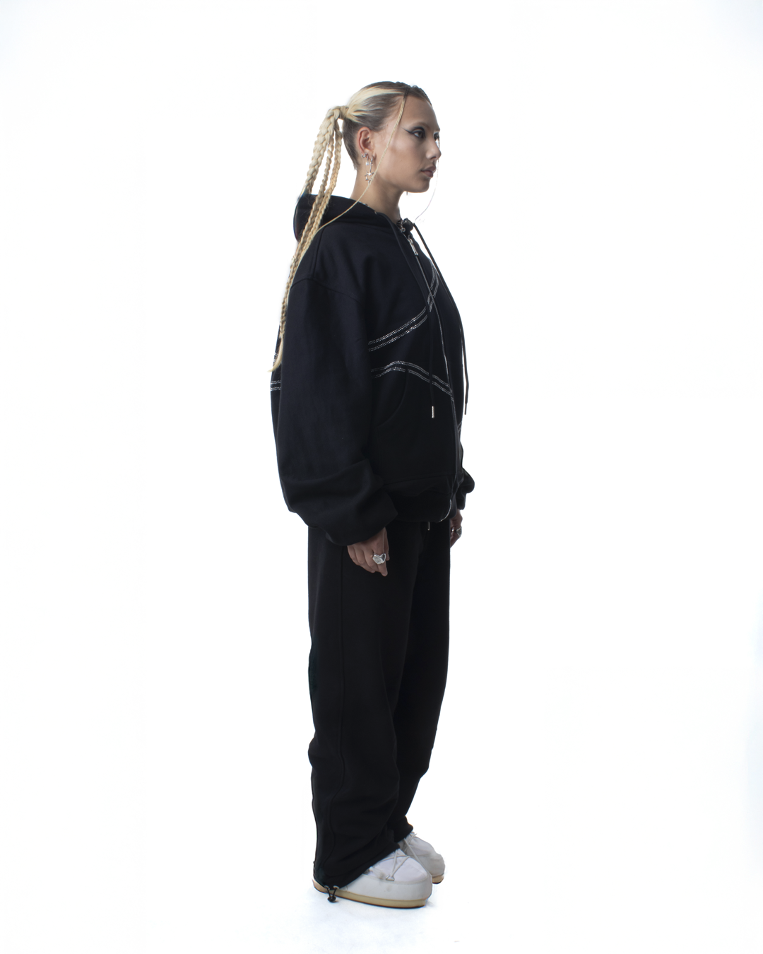 Rhinestone Zip Hoodie - Star Dust