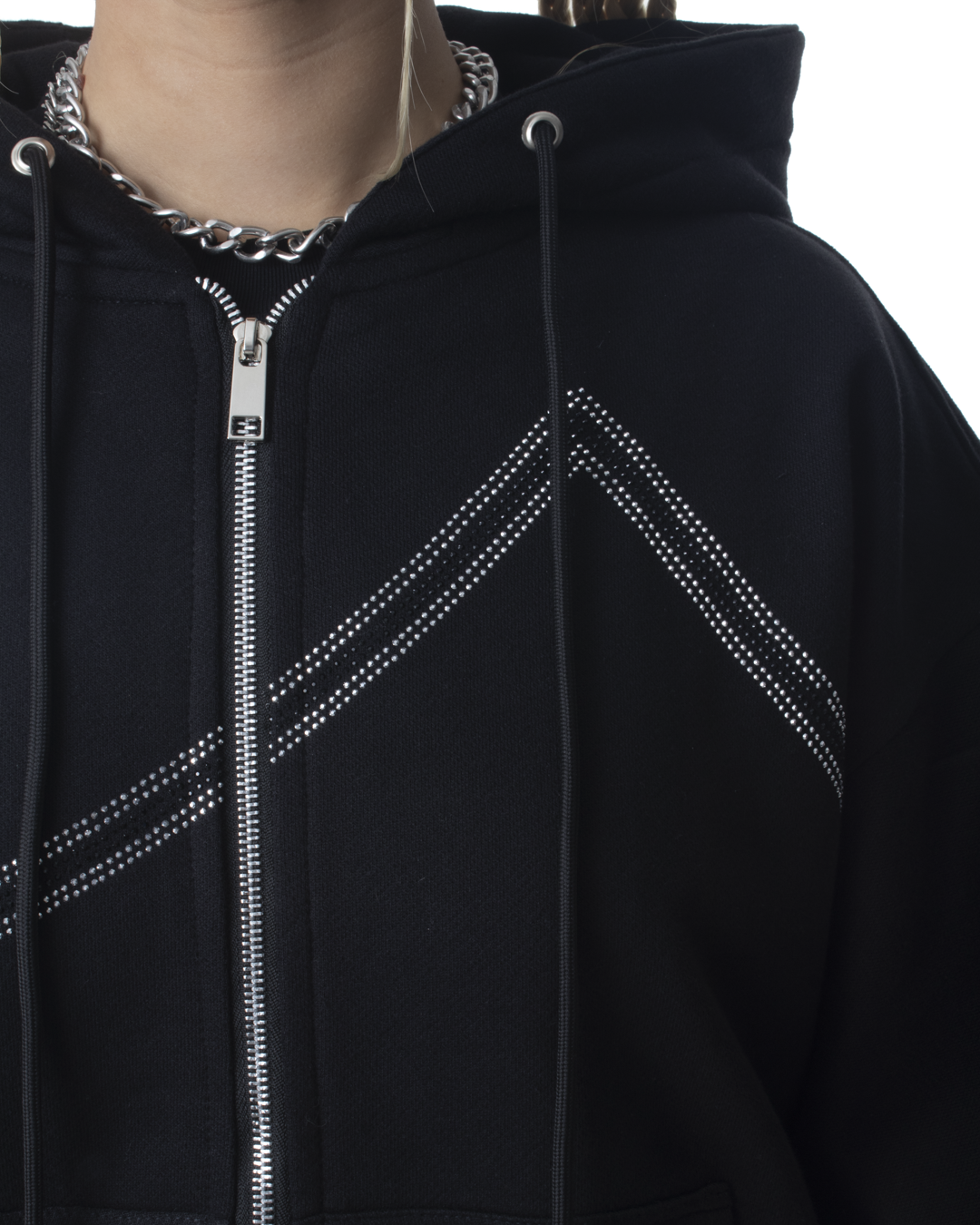 Rhinestone Zip Hoodie - Star Dust