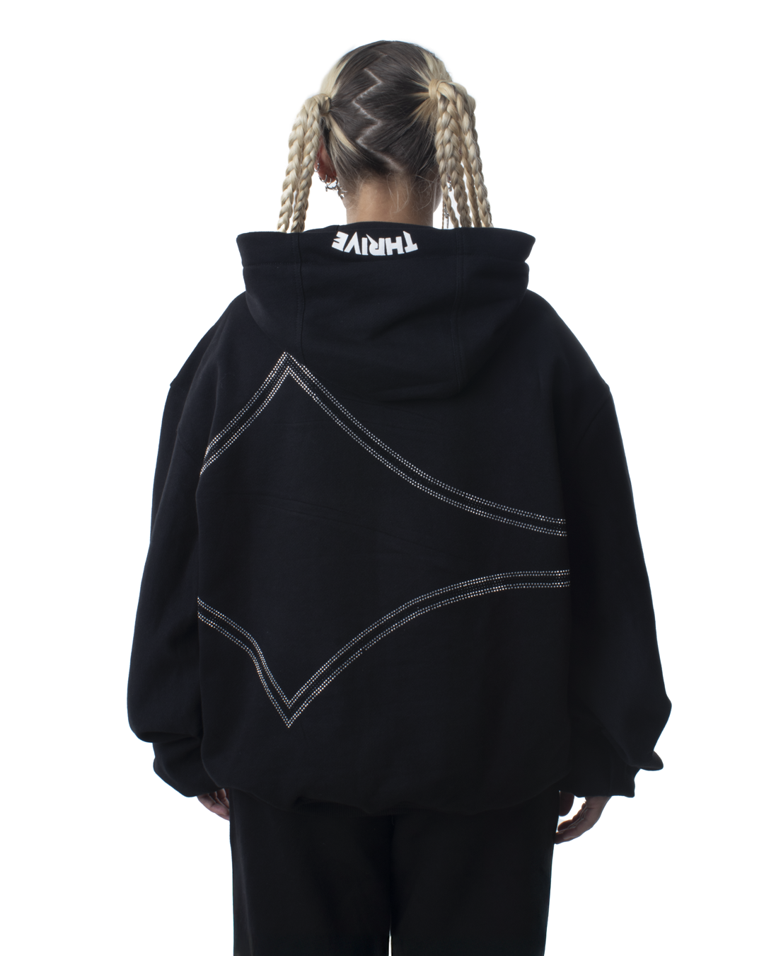Rhinestone Zip Hoodie - Star Dust