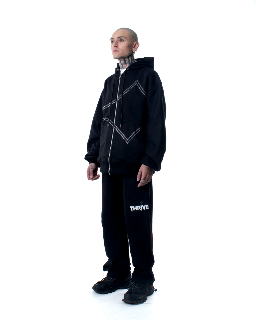 Rhinestone Zip Hoodie - Star Dust