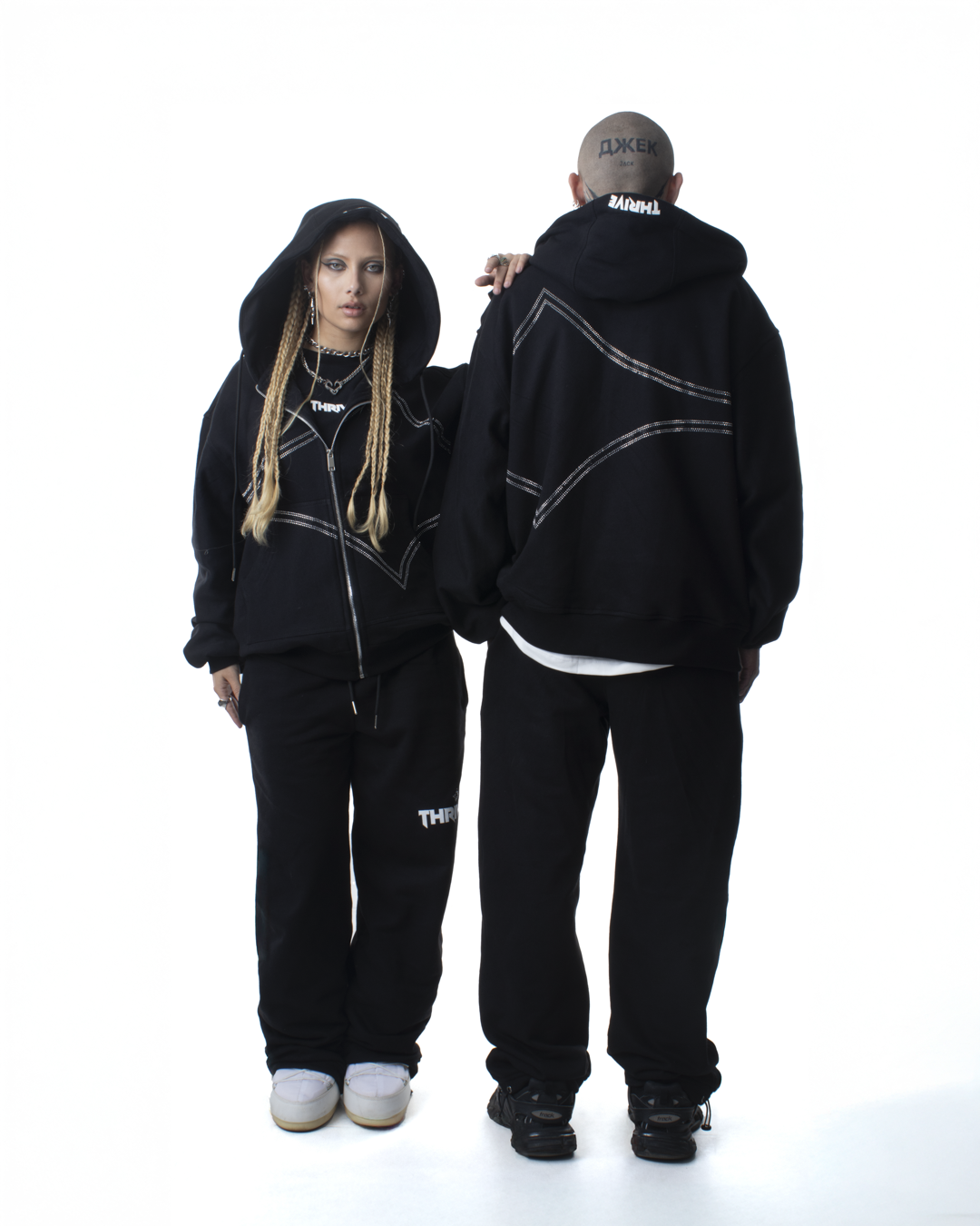 Rhinestone Zip Hoodie - Star Dust