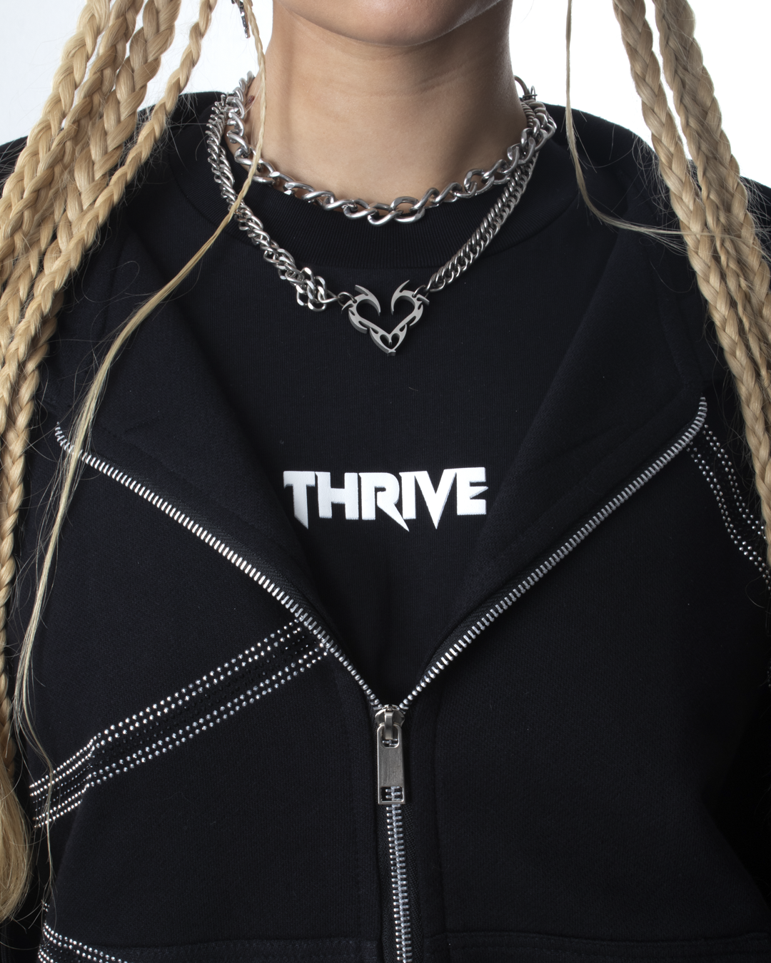 Rhinestone Zip Hoodie - Star Dust