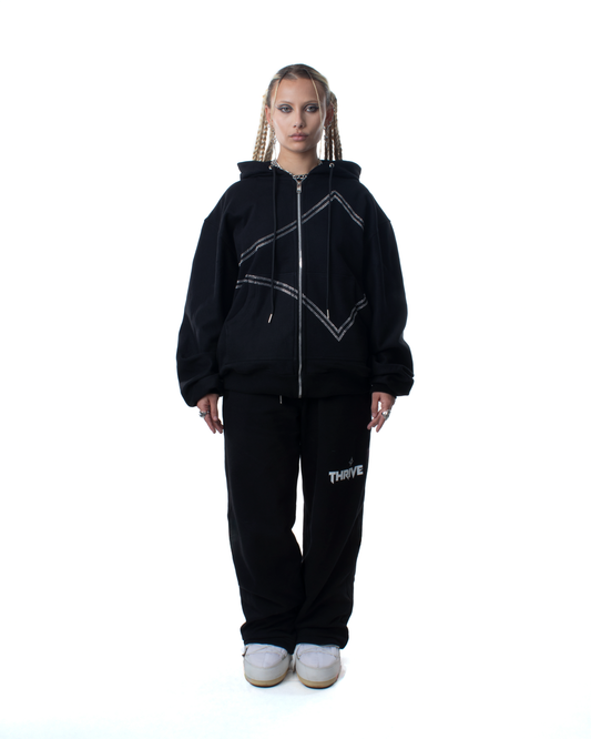 Rhinestone Zip Hoodie - Star Dust
