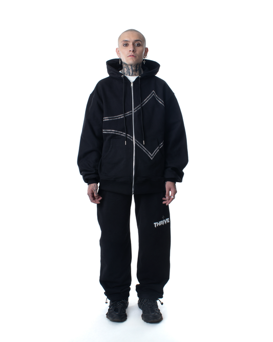 Rhinestone Zip Hoodie - Star Dust