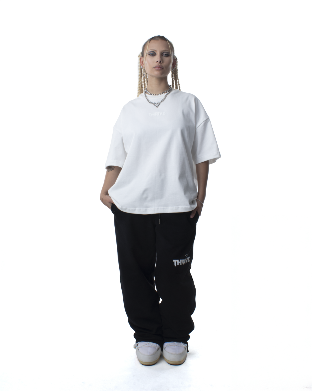 Rhinestone T-Shirt Crema - Star Dust