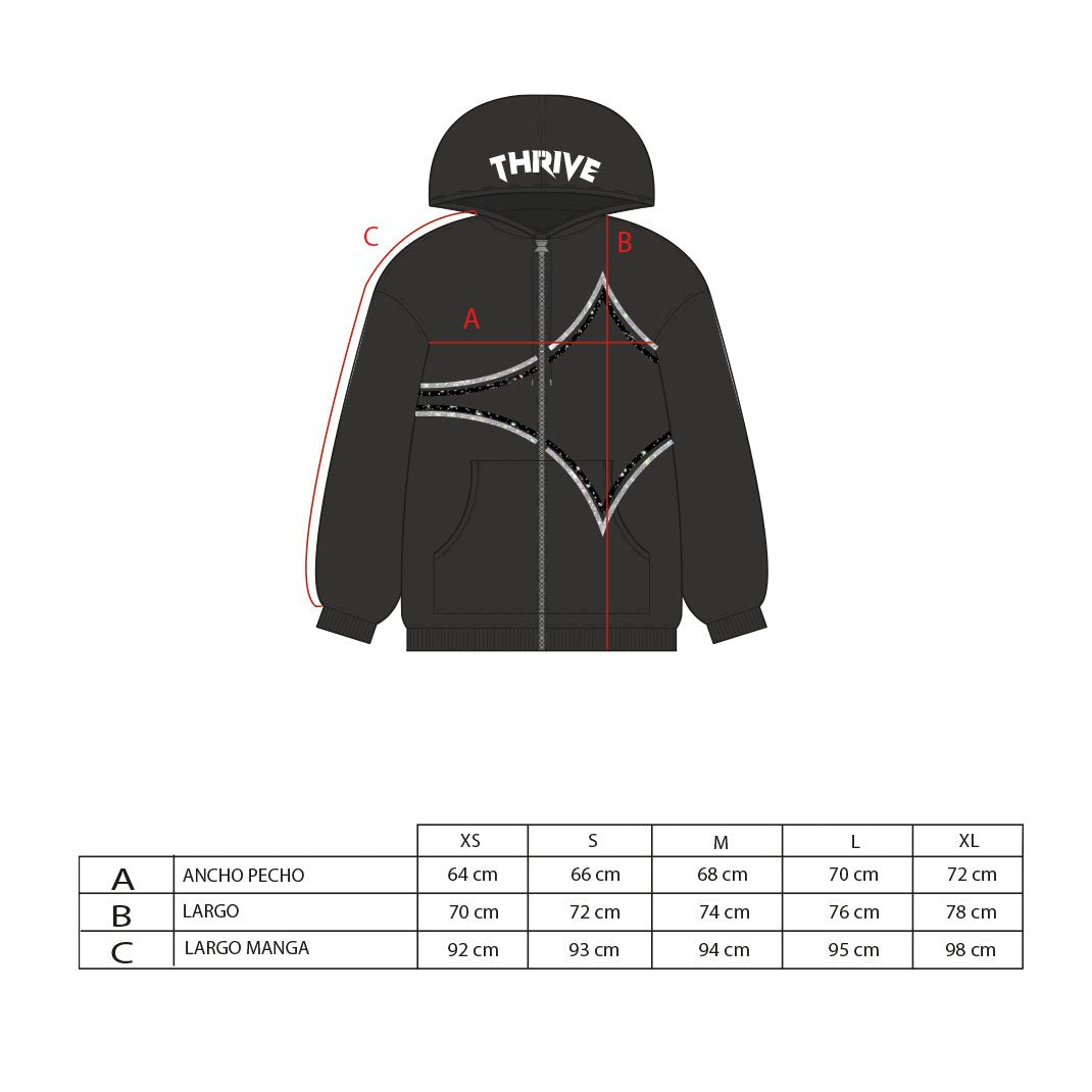 Rhinestone Zip Hoodie - Star Dust
